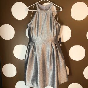 NWT Sz 12 Jennifer Lopez Silver Dress